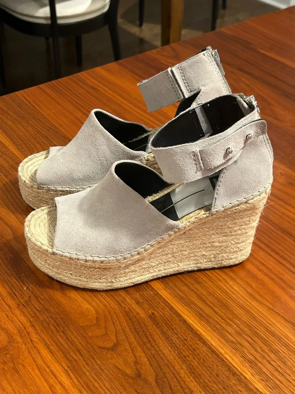 Dolce Vita Beige Suede Platform Espadrille Sandals